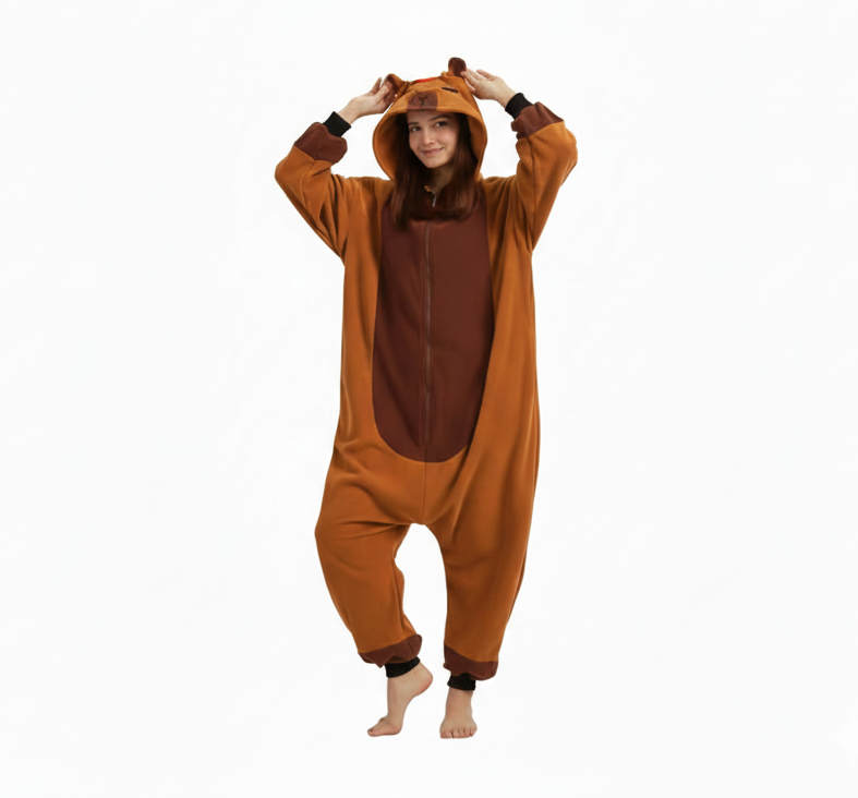 Adult Capybara Onesie – Flannel Animal Sleepwear Costume