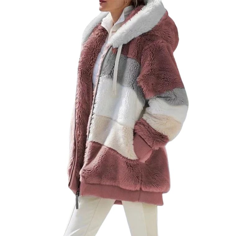 Multicolored sherpa jacket on a white background