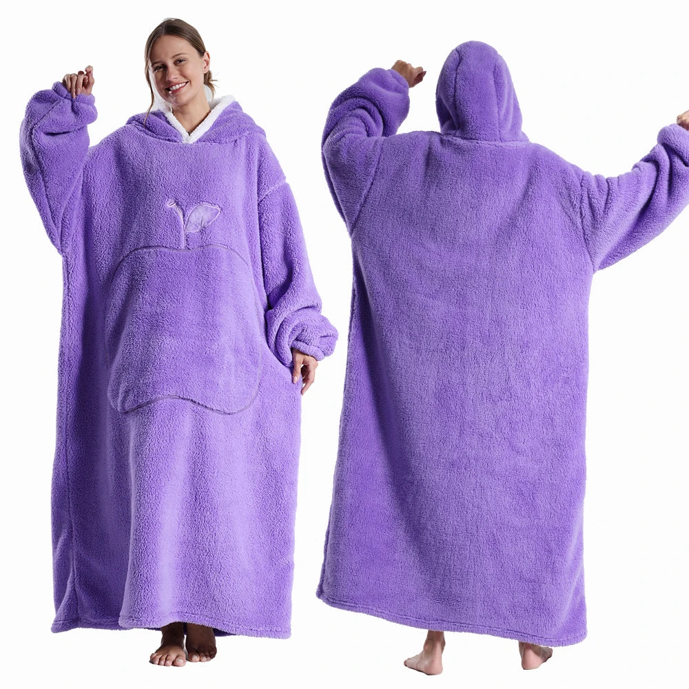 Oversized Hooded Blanket with Sleeves - Extra Long