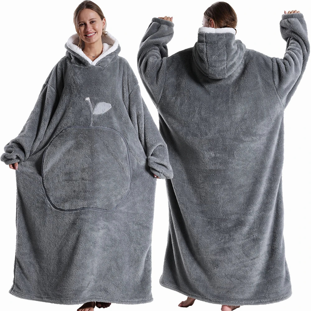 Oversized Hooded Blanket with Sleeves - Extra Long