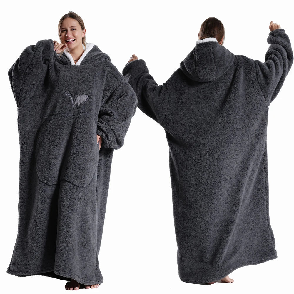 Oversized Hooded Blanket with Sleeves - Extra Long