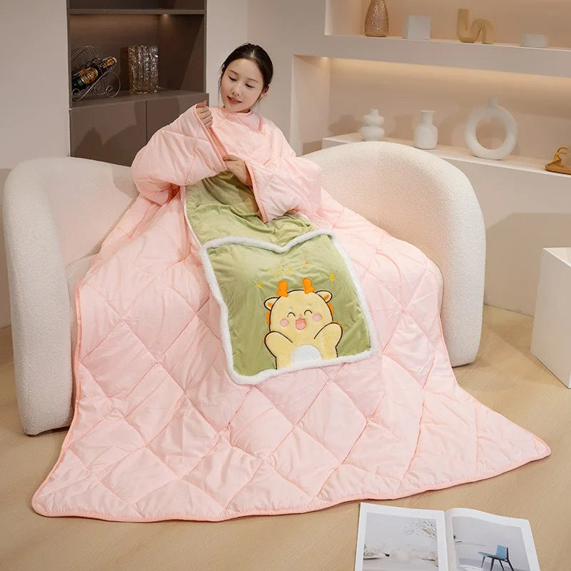 Wearable Fleece Blanket with Sleeves – Sherpa Hoodie