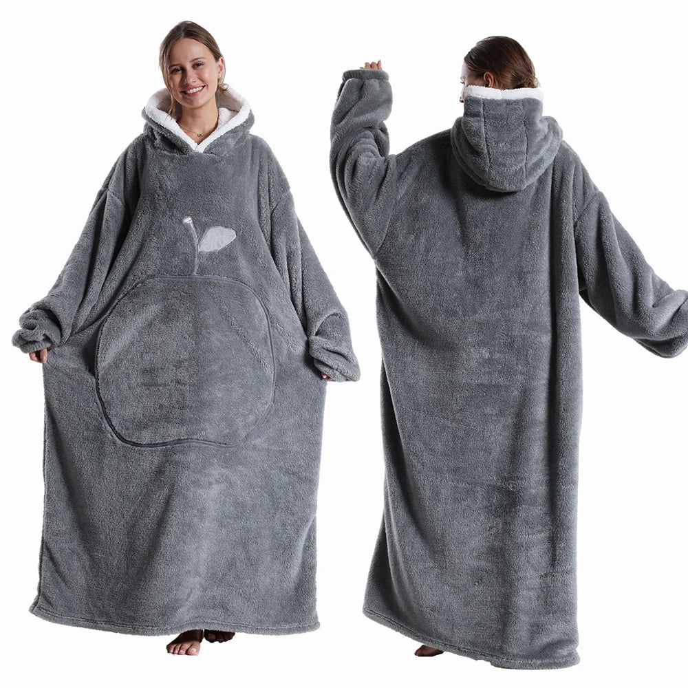 Oversized Hooded Blanket with Sleeves - Extra Long