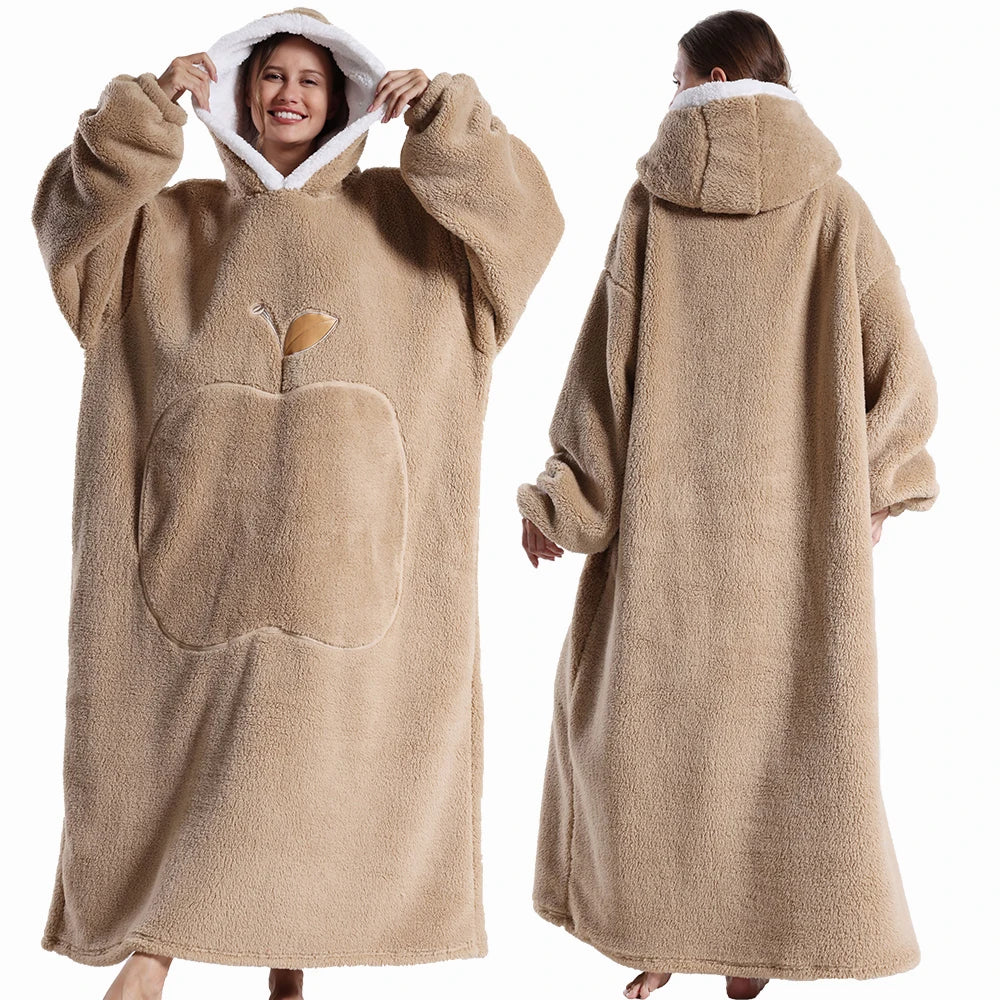 Oversized Hooded Blanket with Sleeves - Extra Long