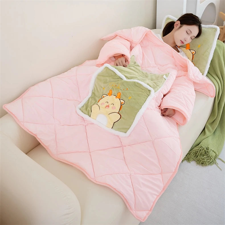 Wearable Fleece Blanket with Sleeves – Sherpa Hoodie