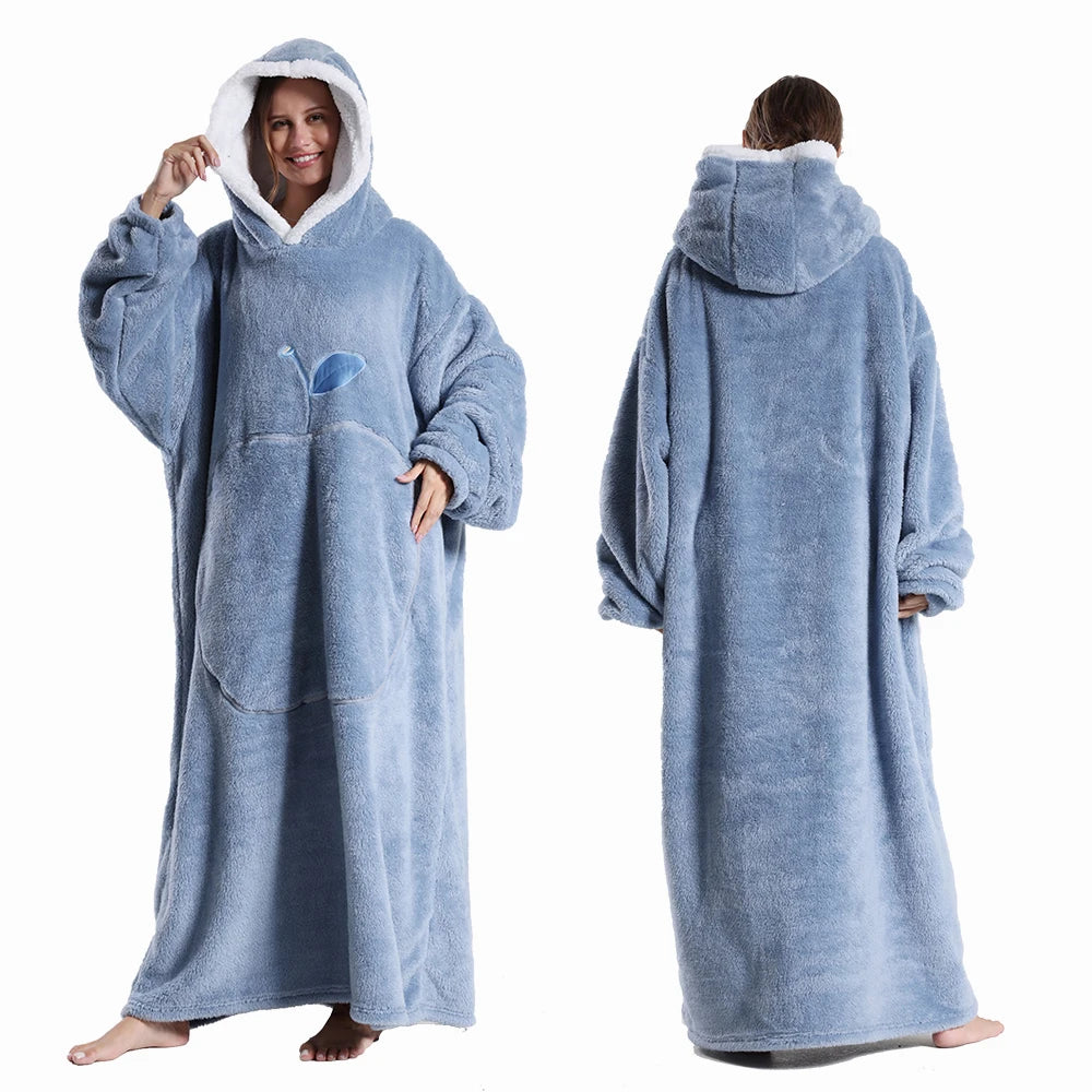 Oversized Hooded Blanket with Sleeves - Extra Long