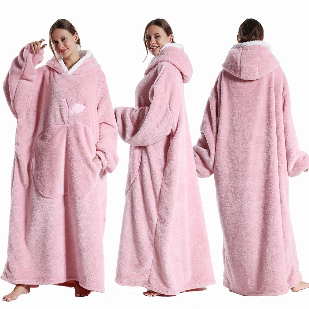Oversized Hooded Blanket with Sleeves - Extra Long