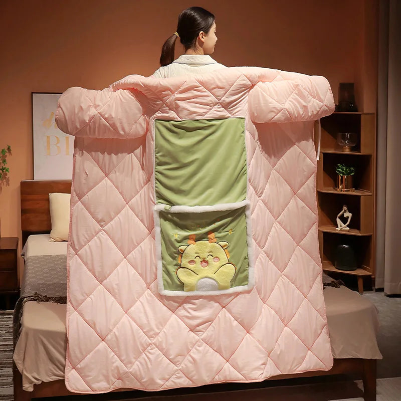 Wearable Fleece Blanket with Sleeves – Sherpa Hoodie