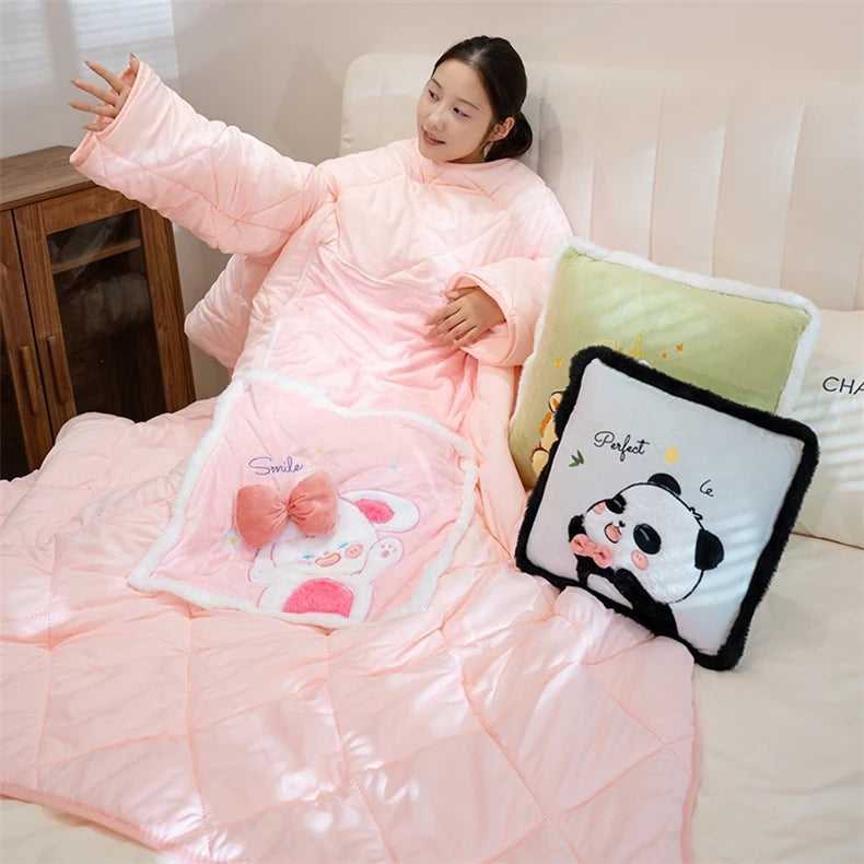 Wearable Fleece Blanket with Sleeves – Sherpa Hoodie