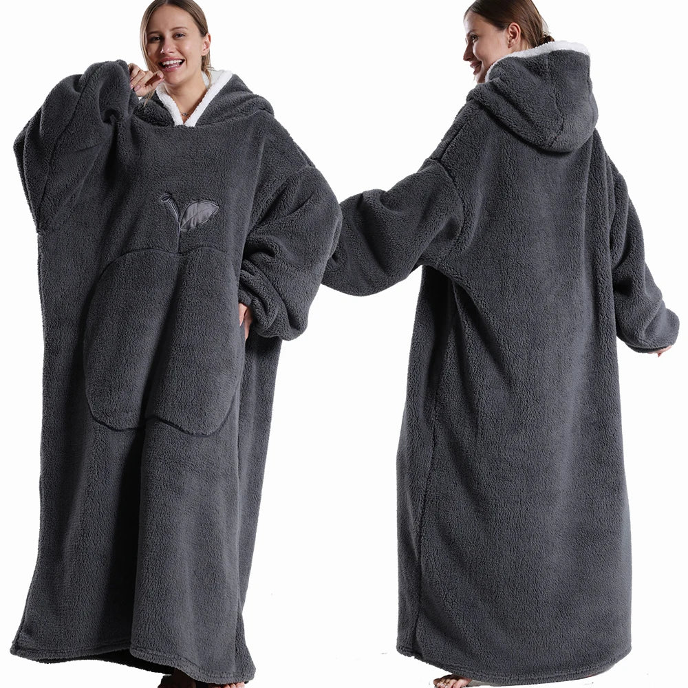 Oversized Hooded Blanket with Sleeves - Extra Long