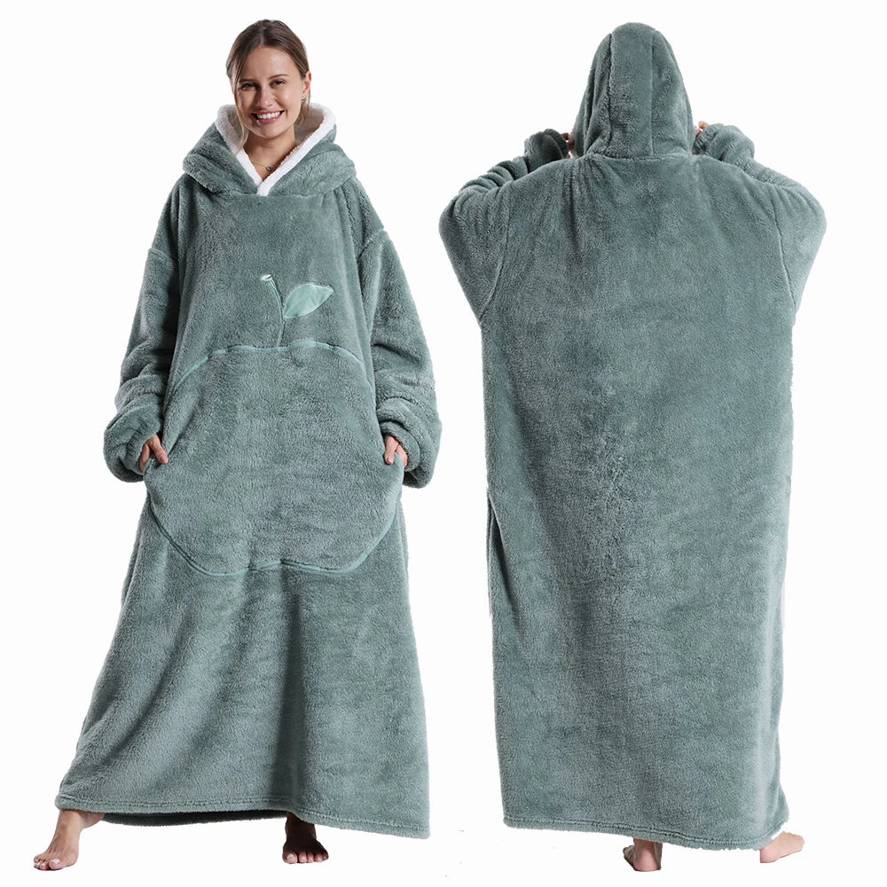 Oversized Hooded Blanket with Sleeves - Extra Long