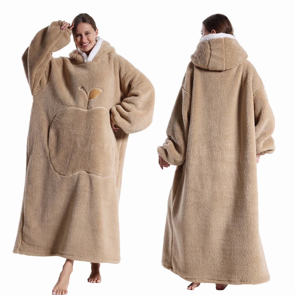 Oversized Hooded Blanket with Sleeves - Extra Long